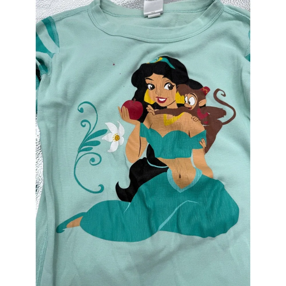 Hanna Andersson Disney Princess Jasmine Pajama Set‎ Girls Size 12 Mint Green